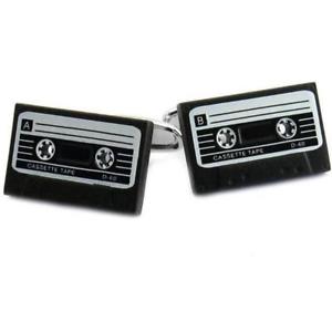 【送料無料】メンズアクセサリ—　カセットテープカフリンクスcassette tape cufflinks