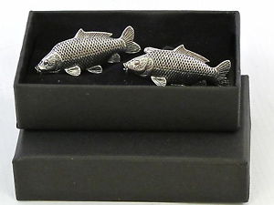 【送料無料】メンズアクセサリ—　シロメカフスリンクmensコイcommon carp fish fine english pewter cufflinks gift mens boxed