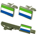 【送料無料】メンズアクセサリ— シエラレオネカフスボタンタイクリップマッチングボックスセットsierra leone flag cufflinks ...