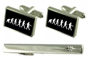 【送料無料】メンズアクセサリ—　タイクリップゾンビカフスボタンgift set tie clip evolution ape to man zombie cufflinks