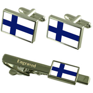 【送料無料】メンズアクセサリ—　フィンランドカフスボタンタイクリップマッチングボックスfinland flag cufflinks engraved tie clip matching box set