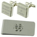 【送料無料】メンズアクセサリ- スクエアカフスボタンドルマネークリップセットhappy anniversary engraved square cufflinks dollar money clip gift set