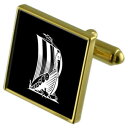 【送料無料】メンズアクセサリ—　カフスボタンクリスタルタイクリップセットバイキングviking longboat goldtone cufflinks crystal tie clip gift set