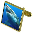 yzYANZT?@TJtX{^NX^^CNbvZbgocean great white shark goldtone cufflinks crystal tie clip gift set