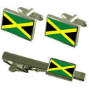 【送料無料】メンズアクセサリ— ジャマイカカフスボタンタイクリップマッチングボックスセットjamaica flag cufflinks tie cl...