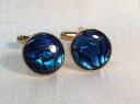 yzYANZT?@ArJtXN15mmS[hblue abalone cufflinks, round, 15mm, gold plated