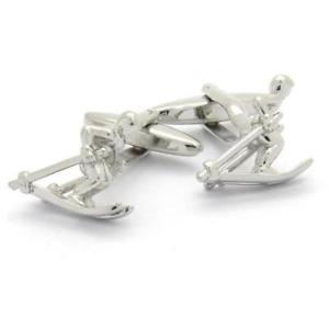 【送料無料】メンズアクセサリ—　カフスリンクスキーskiing silver cufflinks