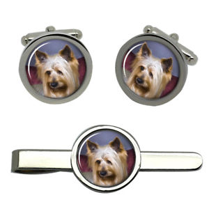 【送料無料】メンズアクセサリ—　オーストラリアンシルキーテリアタイクリップセットaustralian silky terrier dog round cufflink and tie clip set