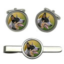 【送料無料】メンズアクセサリ— オーストラリアラウンドタイクリップセットaustralian cattle dog round cufflink a...