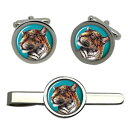 【送料無料】メンズアクセサリ— タイクリップセットleopards portrait round cufflink and tie clip set