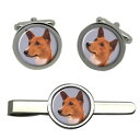 【送料無料】メンズアクセサリ— ラウンドタイクリップセットbasenji dog round cufflink and tie clip set