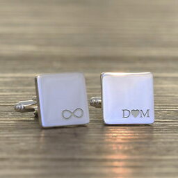 【送料無料】メンズアクセサリ—　パーソナライズイニシャルカフリンクスpersonalised mens silver plated initials infinity wedding name amp; date cufflinks