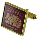 【送料無料】メンズアクセサリ—　パスポートゴールドスクエアカフリンクスtravel holiday passport gold square cufflinks with engraved personalised case