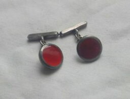 【送料無料】メンズアクセサリ—　スターリングシルバーディスクエナメルカネカフリンクスsterling silver and red disc cufflinks enamel or carnelian