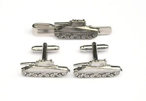 【送料無料】メンズアクセサリ— シャーマンタンクピューターカフスボタンタイクリップボックスセットsherman tank pewter cufflinks and tie clip set military gift boxed