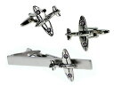 【送料無料】メンズアクセサリ— カフスボタンタイバーボックスセットspitfire plane cufflinks amp; tie bar gif...