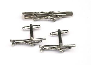 【送料無料】メンズアクセサリ—　ヘリコプターピューターカフスボタンタイクリップアーミーボックスセ..