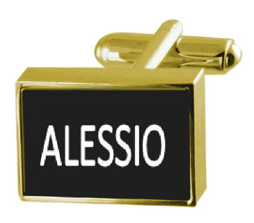 【送料無料】メンズアクセサリ—　カフスリンク アレッショengraved box goldtone cufflinks name alessio