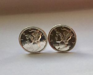 ̵ۥ󥺥—ե󥷥Сॳ󥫥ե󥯥fine silver 999 mercury dime coin cufflinks