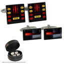 【送料無料】メンズアクセサリ— パネルレザーケースレトロライトセットvoice panel amp; red car lights cufflink...