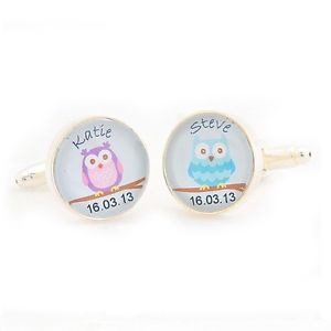 【送料無料】メンズアクセサリ— カップルカフスボタンパーソナライズカフリンクスowl couple cufflinks personalised wedding day cufflinks gift for groom