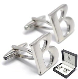 【送料無料】メンズアクセサリ—　イニシャルボタンカフスリンク ボックスletter cufflinks silver plated initial buttons elegant gift box