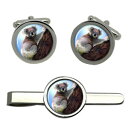 【送料無料】メンズアクセサリ— コアララウンドタイクリップセットkoala bear round cufflink and tie clip set