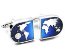 メンズアクセサリ—　エナメルメンズカフスボタンダイレクトカフリンクスunusual blue world planet enamelled mens gift cuff links by cufflinks direct