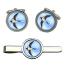 【送料無料】メンズアクセサリ— タイクリップセットswallow round cufflink and tie clip set