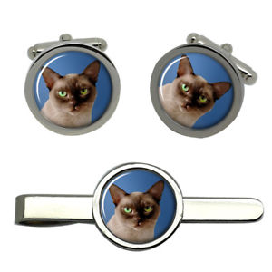 ̵ۥ󥺥—ӥޥåץåburmese cat round cufflink and tie clip set