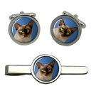 【送料無料】メンズアクセサリ- ビルマタイクリップセットburmese cat round cufflink and tie clip set