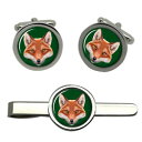 【送料無料】メンズアクセサリ— ラウンドタイクリップセットfoxs head round cufflink and tie clip set