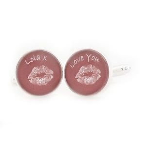 【送料無料】メンズアクセサリ—　リッププリントカフスボタンパーソナライズバレンタインカフリンクス..