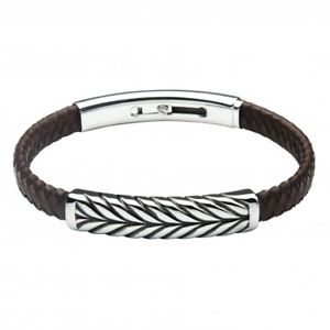 【送料無料】メンズアクセサリ—　アムールブラウンレザージョスフォンアークススチールブレスレットamur brown leather and steel bracelet by jos von arx