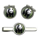 【送料無料】メンズアクセサリ— パンダラウンドタイクリップセットpanda round cufflink and tie clip set