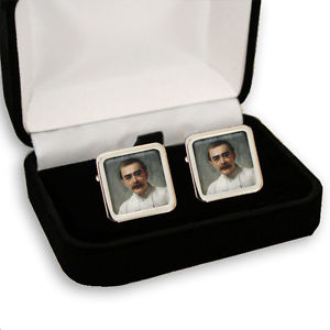 【送料無料】メンズアクセサリ—　イギリスメンズカフスボタンrudyard kipling english poet, writer men’s cufflinks gift engraving