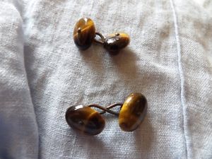 【送料無料】メンズアクセサリ—　ビンテージアンティークキャッツアイカフスボタンvintage antique natural tigers eye may birthstone cufflinks xwl2132
