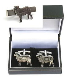 【送料無料】メンズアクセサリ—　カフスボタンタイクリップバースライドブッチャーセットbutcher sheep cufflinks amp; tie clip bar slide set butcher gift