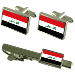 【送料無料】メンズアクセサリ— イカフスボタンタイクリップマッチングボックスセットiraq flag cufflinks tie clip matching box gift set