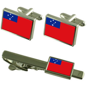 【送料無料】メンズアクセサリ—　サモアカフスボタンタイクリップマッチングボックスセットsamoa flag cufflinks tie clip matching box gift set