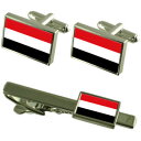 【送料無料】メンズアクセサリ— イエメンカフスボタンタイクリップマッチングボックスセットyemen flag cufflinks tie clip ...