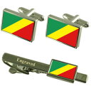 【送料無料】メンズアクセサリ— フラグカフスボタンタイクリップマッチングボックスcongobrazzaville flag cufflinks engraved tie clip matching box set(4)
