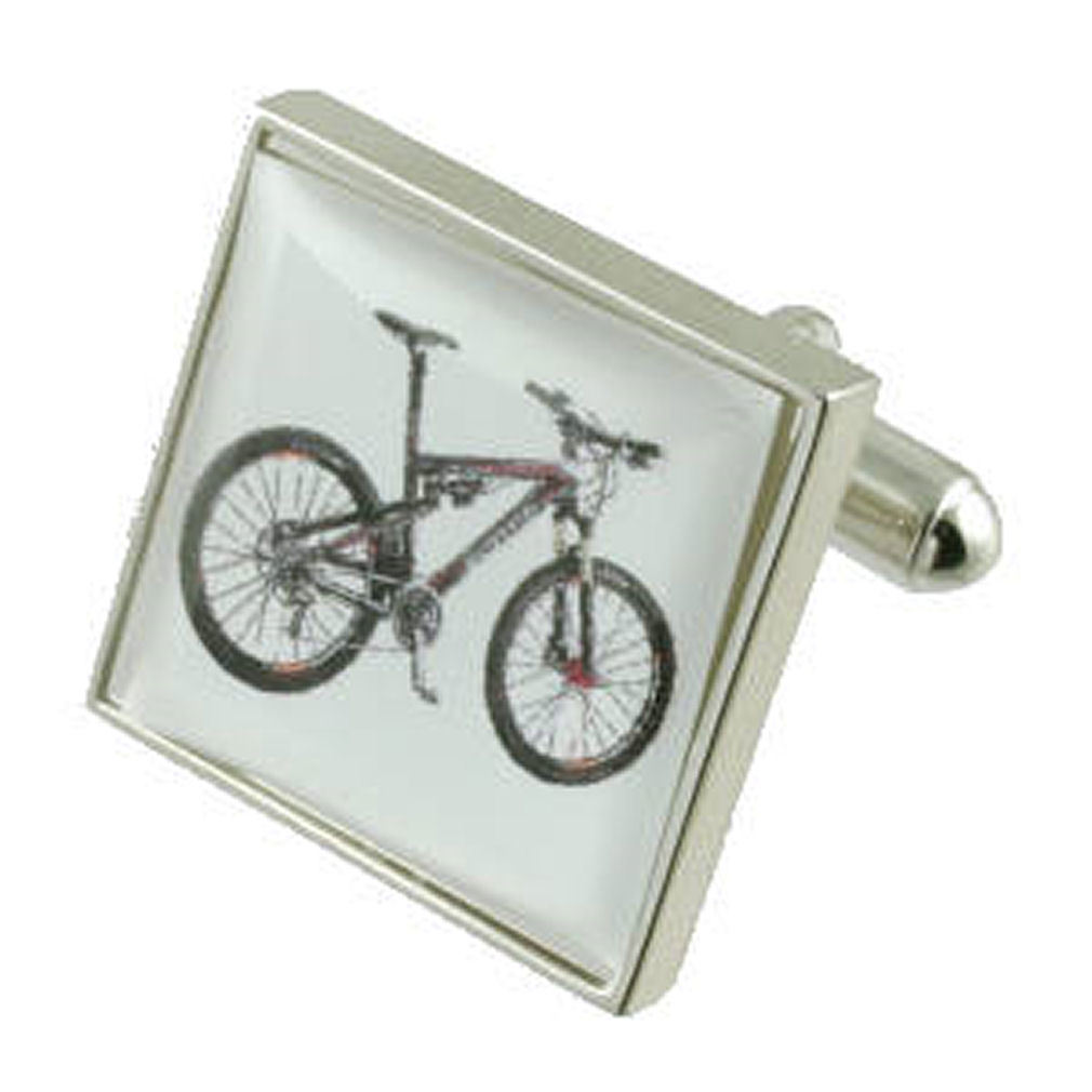 楽天hokushin【送料無料】メンズアクセサリ—　シルバーカフスボタンマウンテンスポーツバイクボックスオンsilver bicycle cufflinks mountain sports bike engraved personalised box
