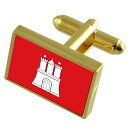 【送料無料】メンズアクセサリ—　ハンブルクドイツフラグカフスリンクhamburg city germany gold flag cufflinks engraved box