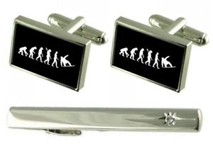 ̵ۥ󥺥—åץΡܡեܥgift set tie clip evolution ape to man snowboarder cufflinks