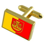 【送料無料】メンズアクセサリ—　クライペダリトアニアゴールドフラッグカフスボタンボックスklaipeda city lithuania gold flag cufflinks engraved box