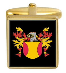 【送料無料】メンズアクセサリ—　イギリスカフスボタンボックスコートtwose england family crest surname coat of arms gold cufflinks engraved box