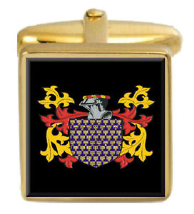 メンズアクセサリ—　イングランドカフスボタンボックスコートvenables england family crest surname coat of arms gold cufflinks engraved box