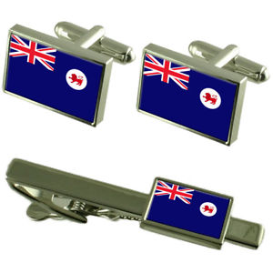 ̵ۥ󥺥ꡡޥ˥եܥ󥿥åץޥå󥰥ܥååtasmania flag cufflinks tie clip matching box gift set