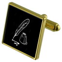 【送料無料】メンズアクセサリ— インクカフスボタンクリスタルタイクリップセットauthor quill ink goldtone cufflinks...